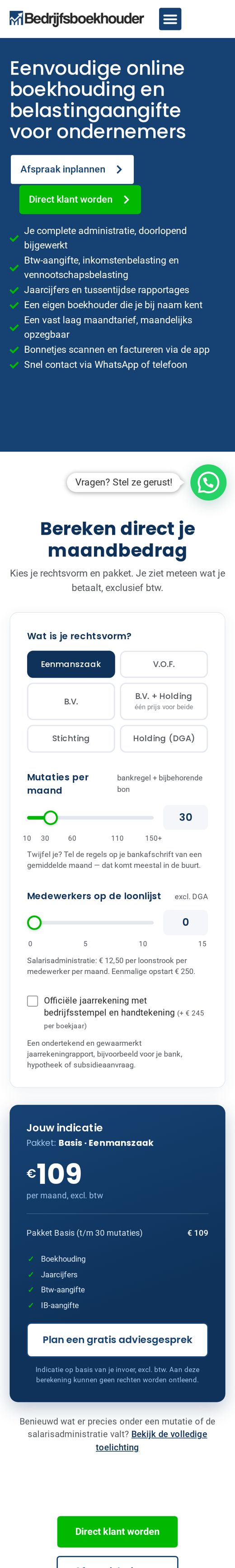 Bedrijfsboekhouder.com — website op een telefoon