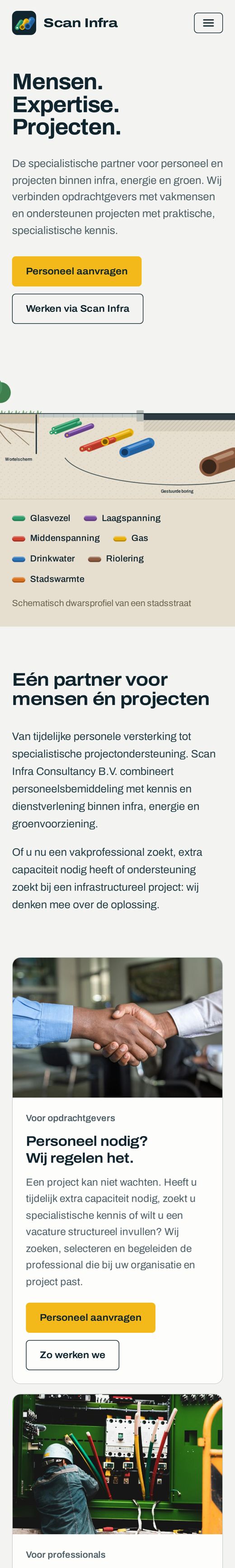 Scan Infra Consultancy B.V. — website op een telefoon